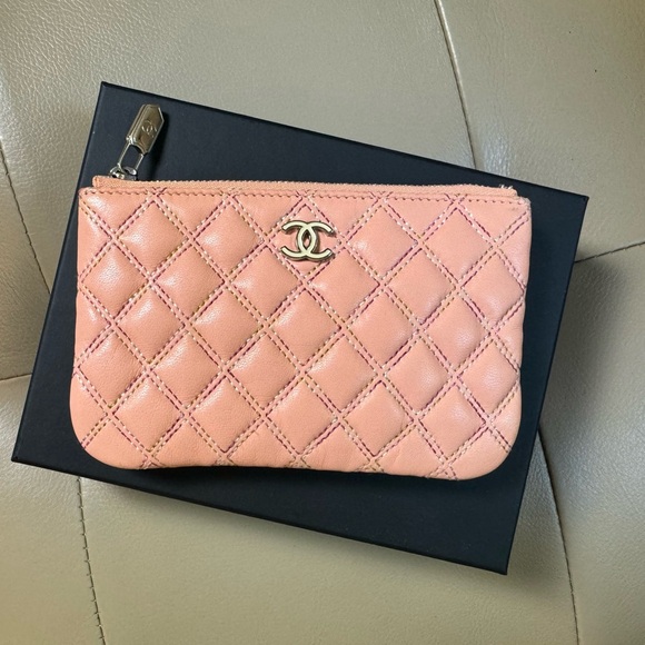 CHANEL Accessories - Sold x x CHANEL Quilted Small Cosmetic Case Coral